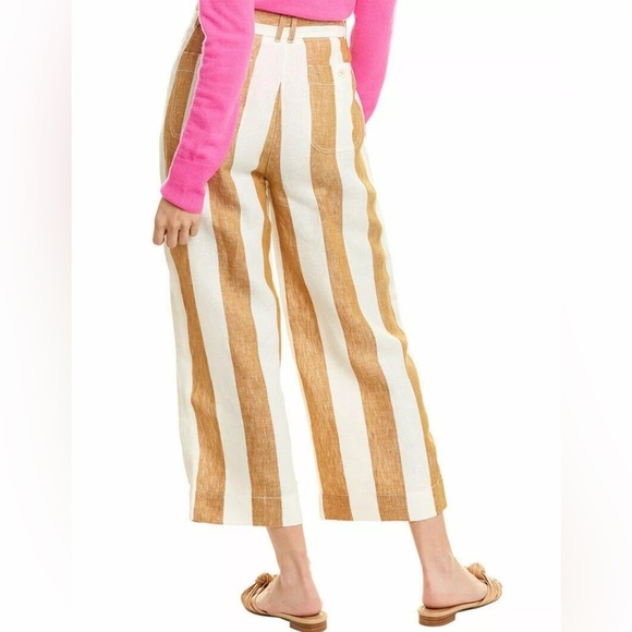 J.Crew Tie waist linen pant in stripe LARGE GOLDEN BISTRIPE Wide leg 6 - Picture 6 of 10